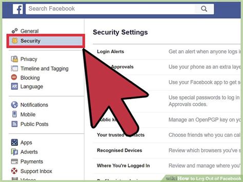 how to log out of my facebook account